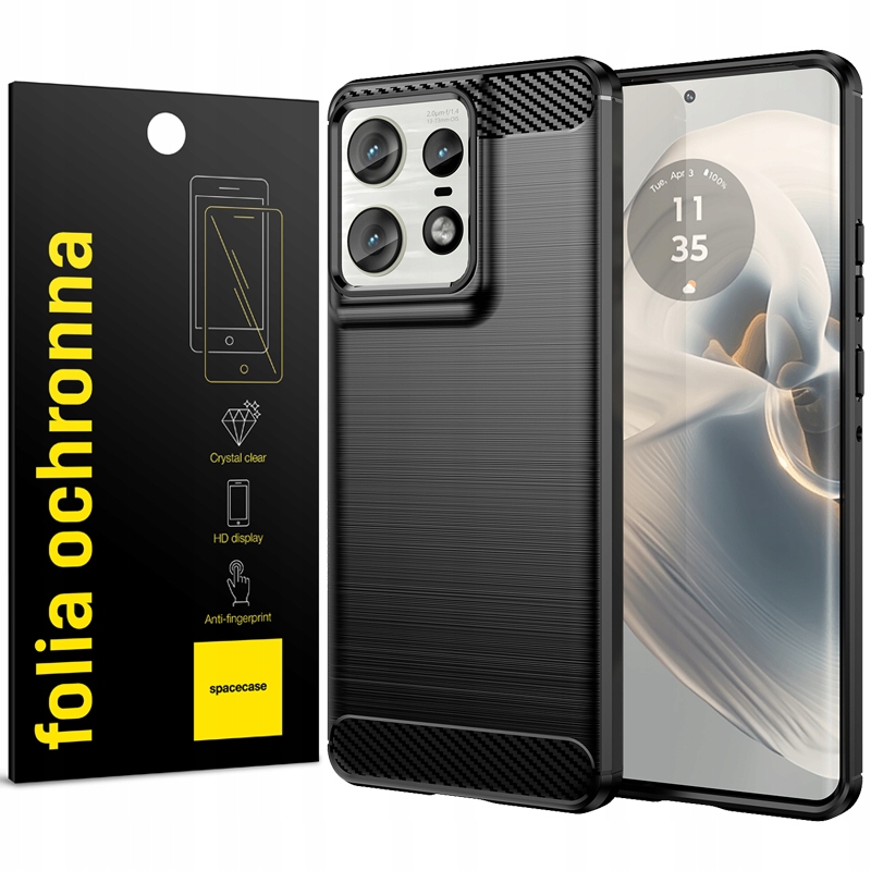 Spacecase zadná strana pre Motorola Edge 50 Pro 5G Carbon black + Spacecase ochranná fólia pre Motorola Edge 50 Pro 5G / 50 Ultra 5G 1 ks.